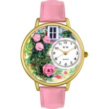 Unisex Roses Pink Leather and Goldtone Watch in Gold ...