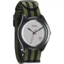 Unisex Stainless Steel Case Quartz Silver Dial Nylon Strap