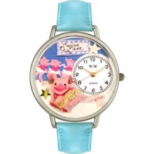 Unisex Swine Lake Baby Blue Leather and Silvertone Watch in Silve ...