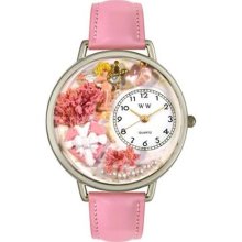 Unisex Valentine's Day Pink Leather and Silvertone Watch in Silve ...