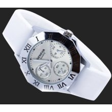 Unisex's Quartz Wrist Quartz Watch Dial White Silicone Strap Roman Number Hour