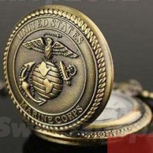 United States Marine Corps Men's Retro Bronze Vintage Swt Quartz Pocket Watch