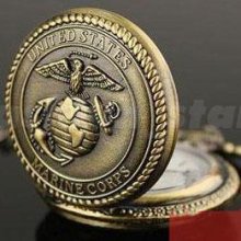 United States Marine Corps Fhrg Men's Retro Bronze Vintage Quartz Pocket Watch