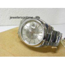 Unworn 2011 Men's Ss Datejust. Silver Steel Dial. Smooth Bezel Oyster 116200