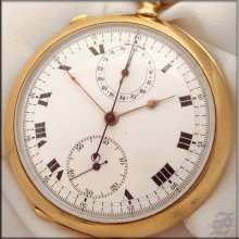 V4703 - Vintage 18k Solid Gold Antique Twc Rattrapante Chronograph Pocket Watch