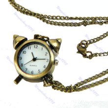 Vintage Bronze Little Alarm Keychain Pocket Watch Clock