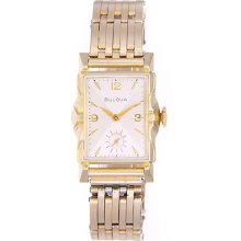 Vintage Bulova Art Deco Style Men's 14k Yellow Gold Dress Watch Ca. 1950's