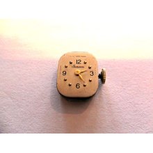 Vintage Geneva 17j Unadjusted Windup Wrist Watch Movement With Rounded Dial