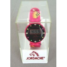 Vintage Jordache Dazzler Quartz Hot Pink Watch Mint Battery Ready To Wear