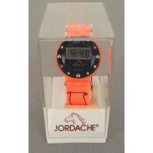 Vintage Jordache Dazzler Quartz Orange Watch Mint Battery Ready To Wear