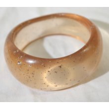 Vintage Lucite Bangle Bracelet Gold Flecks