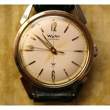 Vintage Men's 1960's Wyler Incaflex 17 Jewel Swiss Two Tone Stainless Steel