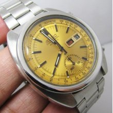 Vintage Seiko Chronograph Automatic 6139-6012 Gold Dial.