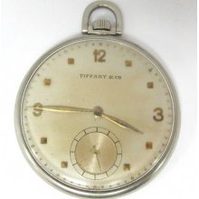 Vintage Tiffany&co Mens Platinum Iwc 19 Jewel Pocket Watch 1947