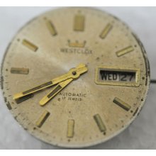 Vintage Westclox W Date/day Dial Automatic Movement 17 Jewels A349