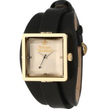 Vivienne Westwood Cube Women's Quartz Watch With Silver Dial Analogue Display And Black Leather Strap Vv008gdbk