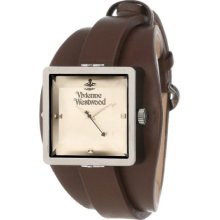 Vivienne Westwood Cube Women's Quartz Watch With Silver Dial Analogue Display And Brown Leather Strap Vv008gnbr