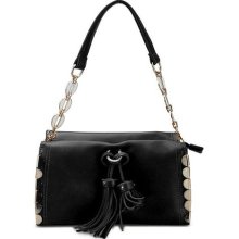 VIVILLI Tassel& Metal Decoration Shoulder Handbag-black ...