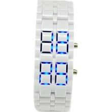 Volcanic Watch Unisex'wristwatch White Plastic Watchband Blue Led Digital