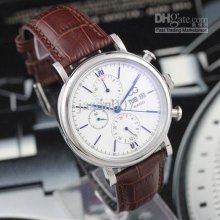 Wago Portofino Automatic White Luxury Men Leather Watch Dive Designe