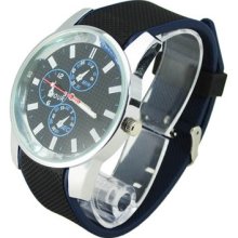 Watch With Round Dial Silicon Watchband Quartz Movement Utility Wristwatch Cool