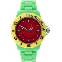 Wave gear smiley happy time mens wgs-cbgv01 color block green & red analog watch