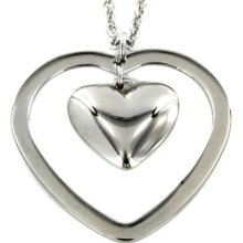 West Coast Jewelry Stainless Steel Double Heart Pendant and Necklace