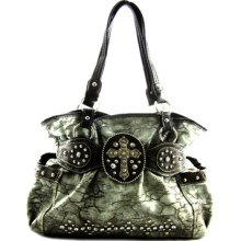 Western Cowgirl Rhinestone Cross Premium Fx-leather Purse Handbag Black +2colors