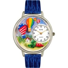 Whimsical Unisex Hot Air Balloons Royal Blue Leather Watch #557955