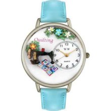 Whimsical Unisex Quilting Baby Blue Leather Watch,