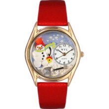 Whimsical Watch Kid's Christmas Snowman Quartz Leather Strap Watch