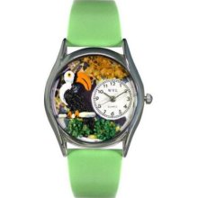 Whimsical Watches Kids Japanese Quartz Toucan Green Leather Strap Watch