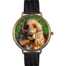 Whimsical Watches Unisex Cocker Spaniel Photo Watch with Black Leather