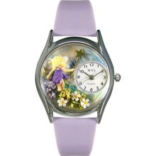 Whimsical Watches Unisex Fairy Silver S0220002 Purple Leather Analog Quartz Watch with White Dial