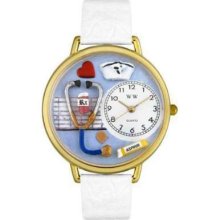 Whimsical Watches Unisex G0620013 Nurse White Leather Watch