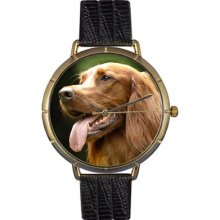 Whimsical Watches Unisex Irish Setter Photo Watch with Black Leather