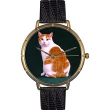 Whimsical Watches Unisex Manx Cat Photo Watch with Black Leather