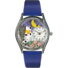 Whimsical Womens Cats Night Out Royal Blue Leather Watch Whimsical Wat