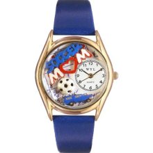 Whimsical Womens Soccer Mom Royal Blue Leather Watch #557649