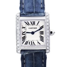 White Gold Cartier Tank Francaise with Diamond Bezel