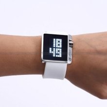 White Hot Fashion Mens Women Digital Led Waterproof Sport Mirror Wrist Watch