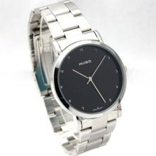 Wilon Black Dial Elegant Small Numbers Stainless Steel Mens Lady Wrist Watch