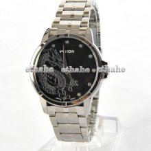 Wilon Mens Round Stainless Steel Quartz Wrist Watch W/rhinestone Silver E1fb79