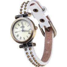 Women Designer Fashion White Vintage Leather Watch Ladies Style