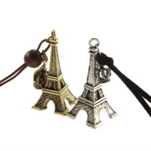 Women Fashion Vintage Retro Style Eiffel Tower Necklace Sweater Chain Leather