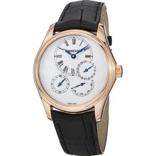 Women's Bressel 18K Rose Gold Case White Dial Black Genuine Allig ...