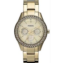 Women's Gold Tone Stainless Steel Case and Bracelet Gold Dial Chronograph