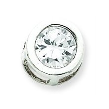 Women's Ladies .925 Sterling Silver Round Clear Cz Slide Pendant For Necklace