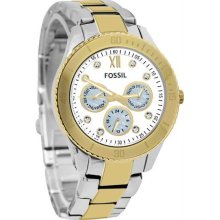 Women's Stella Two Tone Stainless Steel Case and Bracelet White Tone Dial