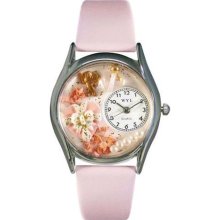 Women's Valentine's Day Pink Leather and Silvertone Watch in Silv ...